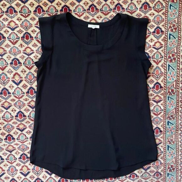 Pleione Black Cap Sleeve Blouse Size Medium - Picture 1 of 5
